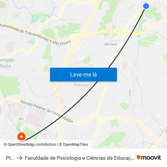 Pícua to Faculdade de Psicologia e Ciências da Educação da Universidade do Porto map