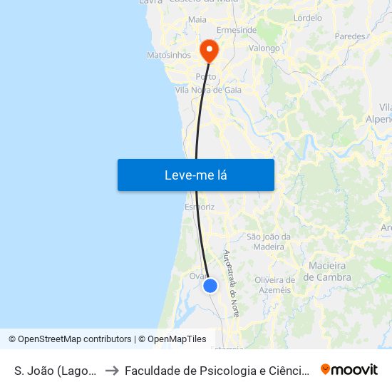 S. João (Lagoa de São Miguel) - A to Faculdade de Psicologia e Ciências da Educação da Universidade do Porto map