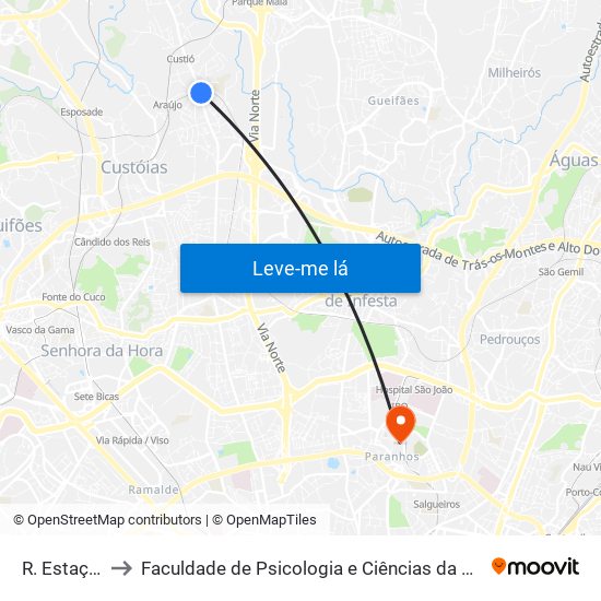 R. Estação Araújo to Faculdade de Psicologia e Ciências da Educação da Universidade do Porto map