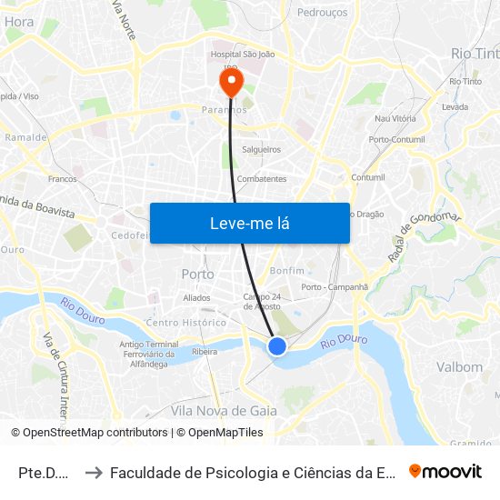 Pte.D.Maria Pia to Faculdade de Psicologia e Ciências da Educação da Universidade do Porto map