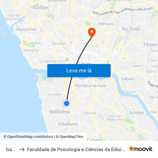 Gandara to Faculdade de Psicologia e Ciências da Educação da Universidade do Porto map