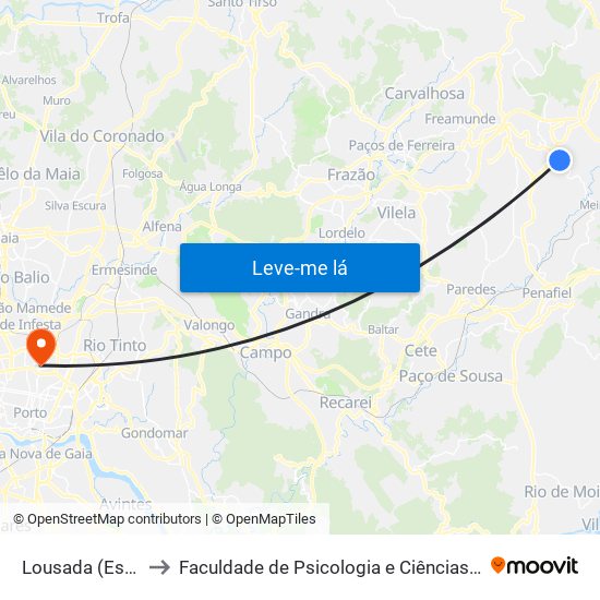 Lousada (Escola Secundaria) to Faculdade de Psicologia e Ciências da Educação da Universidade do Porto map