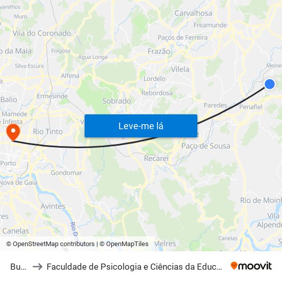 Bustelo to Faculdade de Psicologia e Ciências da Educação da Universidade do Porto map