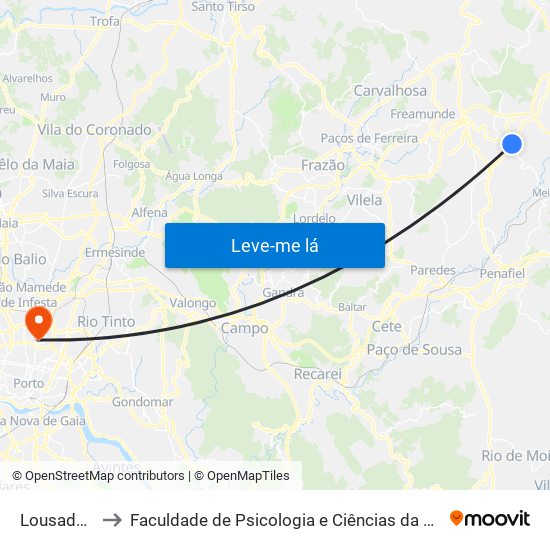 Lousada (piscina) to Faculdade de Psicologia e Ciências da Educação da Universidade do Porto map