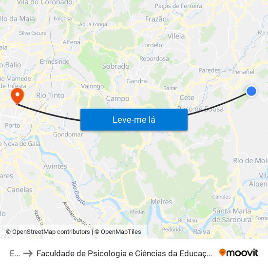 Eiro to Faculdade de Psicologia e Ciências da Educação da Universidade do Porto map