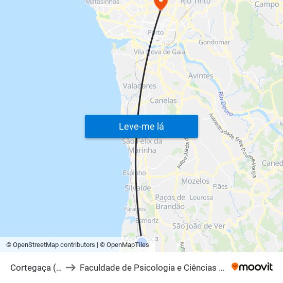 Cortegaça (Apeadeiro) - B to Faculdade de Psicologia e Ciências da Educação da Universidade do Porto map