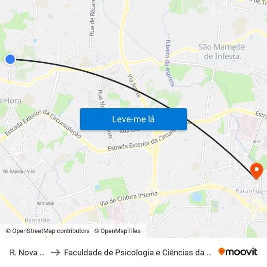 R. Nova de S. Gens to Faculdade de Psicologia e Ciências da Educação da Universidade do Porto map