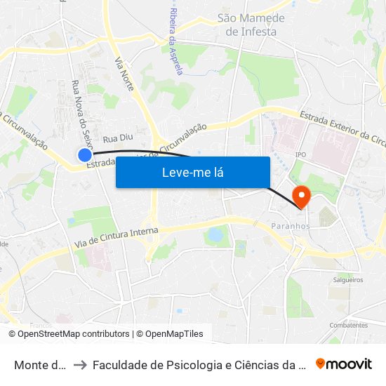 Monte dos Burgos to Faculdade de Psicologia e Ciências da Educação da Universidade do Porto map