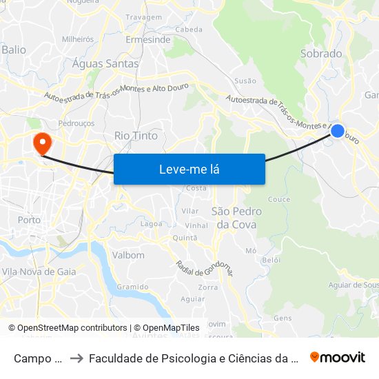 Campo (Rotunda) to Faculdade de Psicologia e Ciências da Educação da Universidade do Porto map