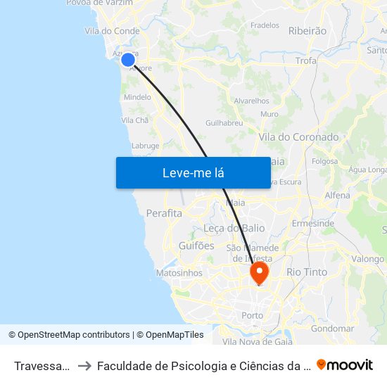 Travessa do Pindelo to Faculdade de Psicologia e Ciências da Educação da Universidade do Porto map