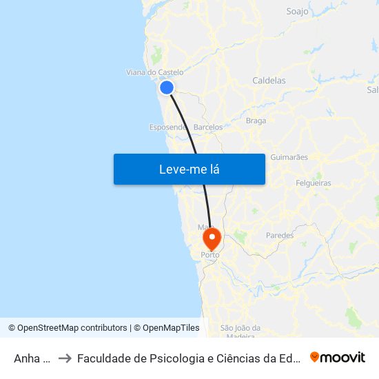 Anha (Noval) to Faculdade de Psicologia e Ciências da Educação da Universidade do Porto map