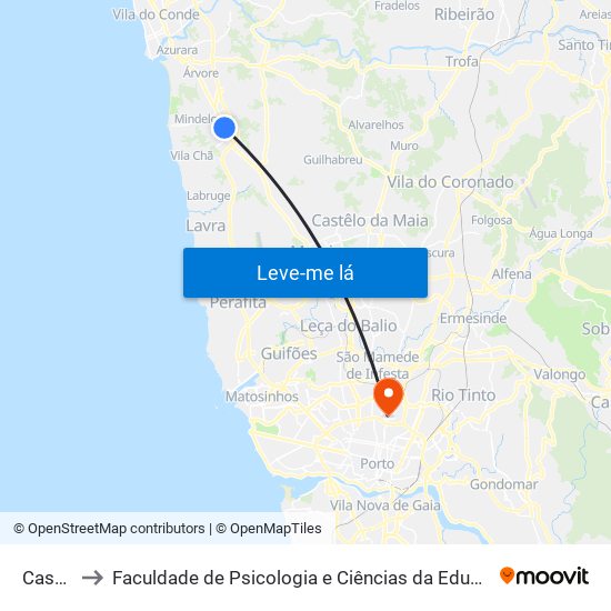Castelões to Faculdade de Psicologia e Ciências da Educação da Universidade do Porto map