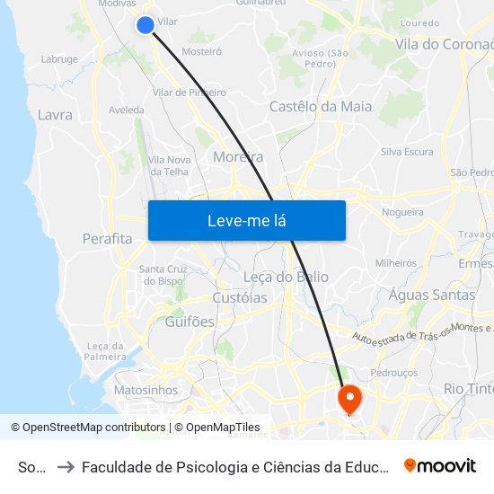 Soutelo to Faculdade de Psicologia e Ciências da Educação da Universidade do Porto map