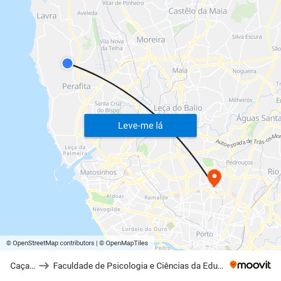 Caçadores to Faculdade de Psicologia e Ciências da Educação da Universidade do Porto map