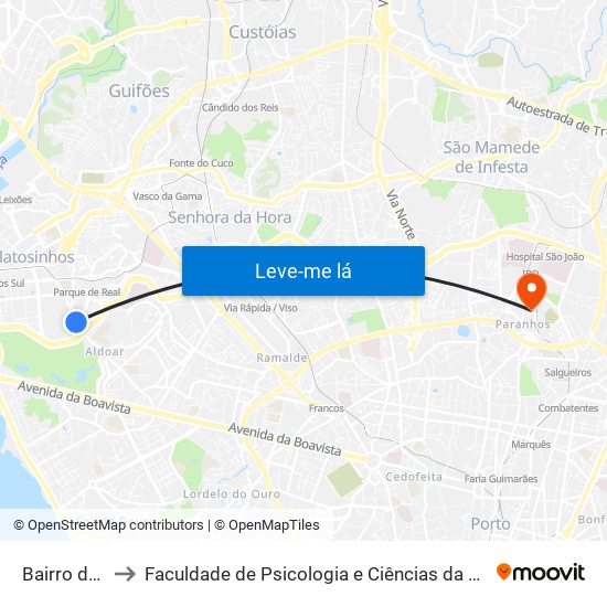 Bairro da Biquinha to Faculdade de Psicologia e Ciências da Educação da Universidade do Porto map