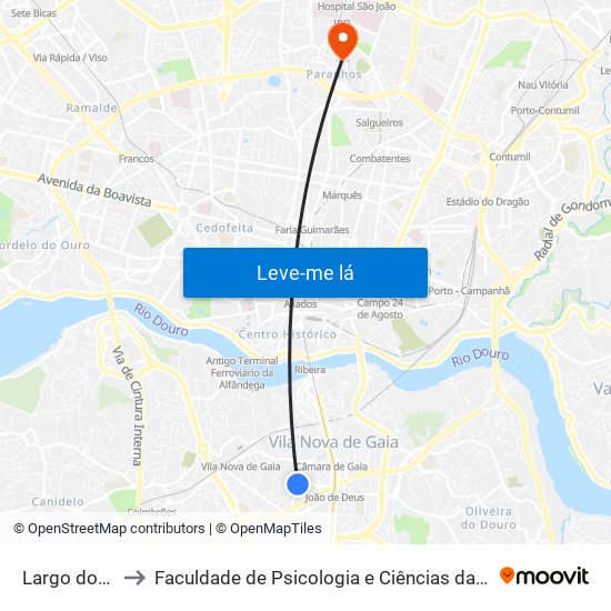 Largo dos Aviadores to Faculdade de Psicologia e Ciências da Educação da Universidade do Porto map