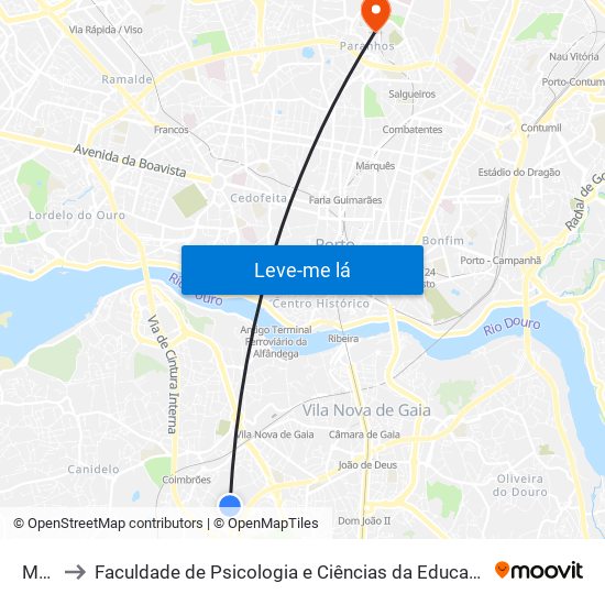 Makro to Faculdade de Psicologia e Ciências da Educação da Universidade do Porto map