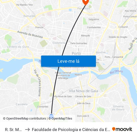 R. Sr. Matosinhos to Faculdade de Psicologia e Ciências da Educação da Universidade do Porto map