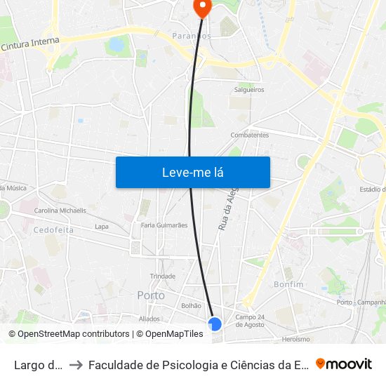 Largo do Padrão to Faculdade de Psicologia e Ciências da Educação da Universidade do Porto map