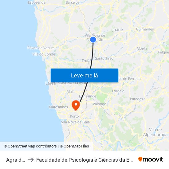 Agra do Vinhal to Faculdade de Psicologia e Ciências da Educação da Universidade do Porto map