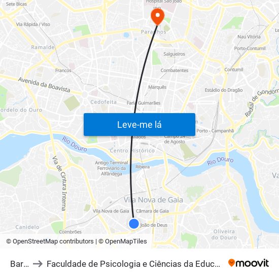 Barrosa to Faculdade de Psicologia e Ciências da Educação da Universidade do Porto map