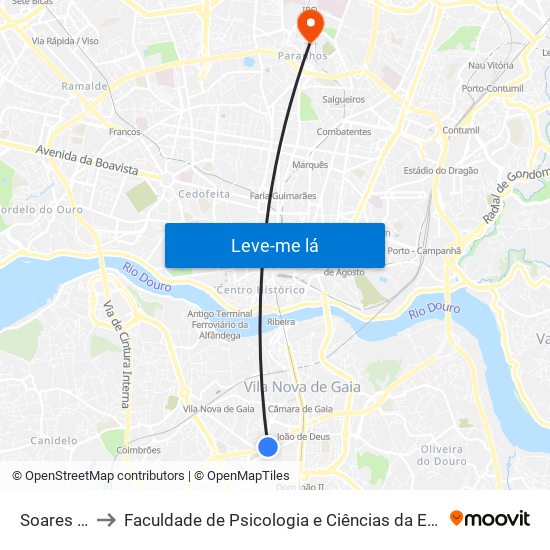 Soares dos Reis to Faculdade de Psicologia e Ciências da Educação da Universidade do Porto map