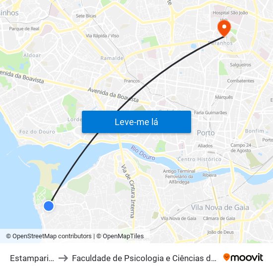 Estamparia Lavadores to Faculdade de Psicologia e Ciências da Educação da Universidade do Porto map