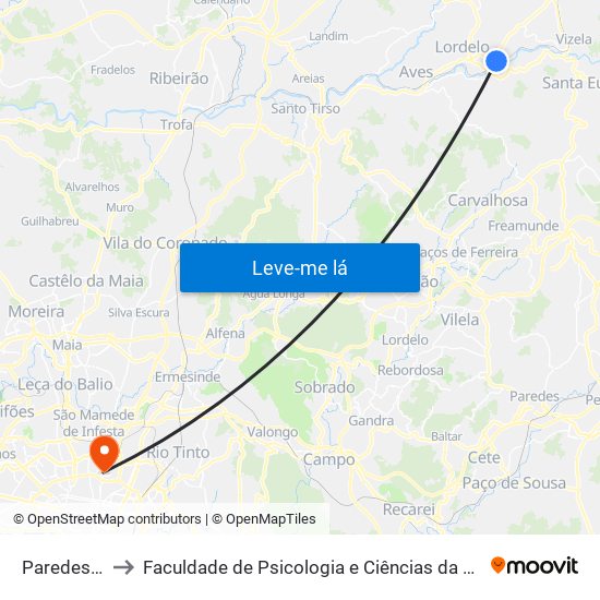 Paredes Alagadas to Faculdade de Psicologia e Ciências da Educação da Universidade do Porto map