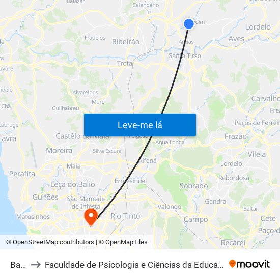 Badina to Faculdade de Psicologia e Ciências da Educação da Universidade do Porto map