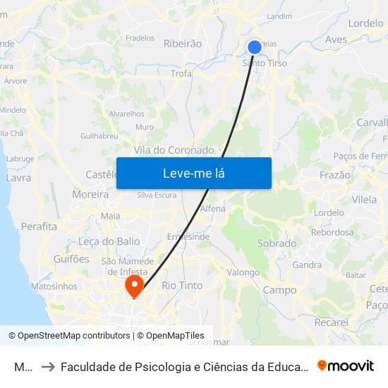 Matos to Faculdade de Psicologia e Ciências da Educação da Universidade do Porto map