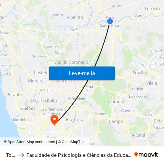 Torre 2 to Faculdade de Psicologia e Ciências da Educação da Universidade do Porto map