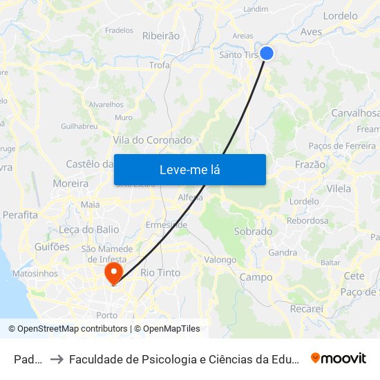 Padroeiro to Faculdade de Psicologia e Ciências da Educação da Universidade do Porto map