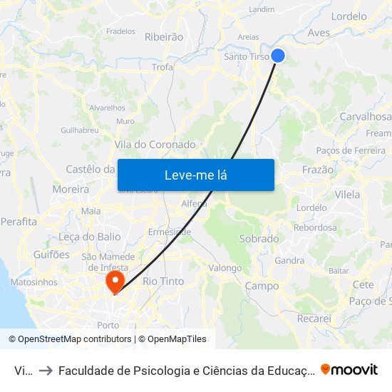 Vinha to Faculdade de Psicologia e Ciências da Educação da Universidade do Porto map