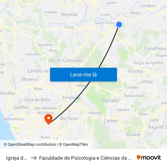 Igreja de Burgães to Faculdade de Psicologia e Ciências da Educação da Universidade do Porto map