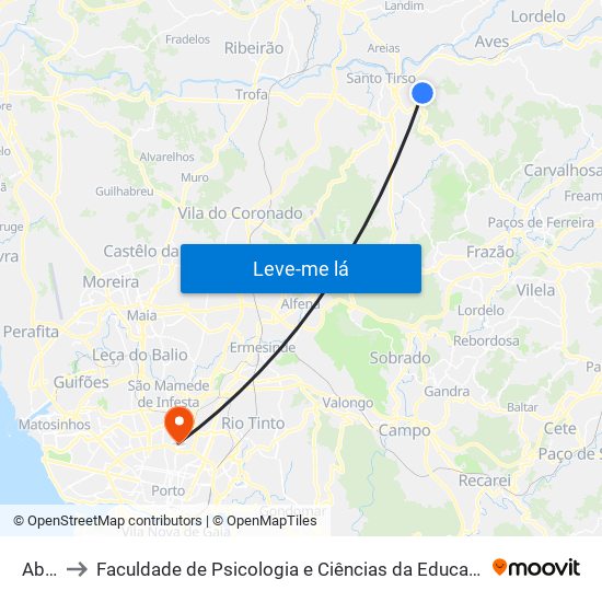 Abelha to Faculdade de Psicologia e Ciências da Educação da Universidade do Porto map