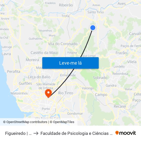 Figueiredo | A. Figueiredo 4 to Faculdade de Psicologia e Ciências da Educação da Universidade do Porto map