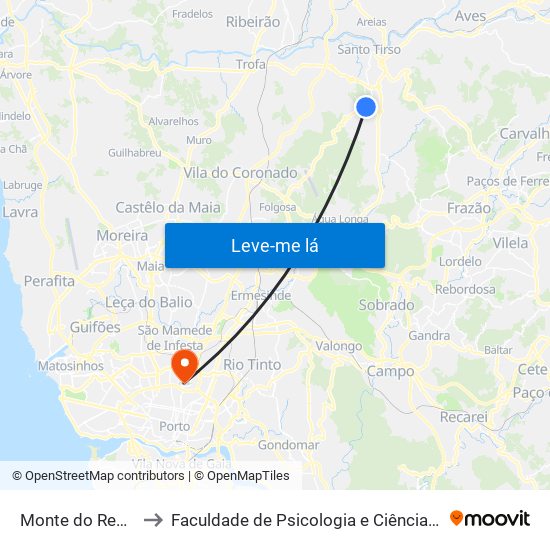 Monte do Rego | A. Figueiredo 2 to Faculdade de Psicologia e Ciências da Educação da Universidade do Porto map