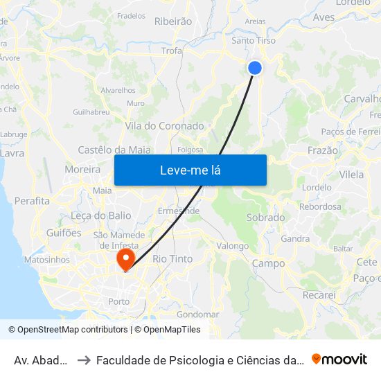 Av. Abade Pedrosa 1 to Faculdade de Psicologia e Ciências da Educação da Universidade do Porto map