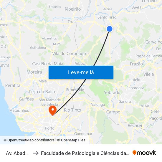 Av. Abade Pedrosa 2 to Faculdade de Psicologia e Ciências da Educação da Universidade do Porto map