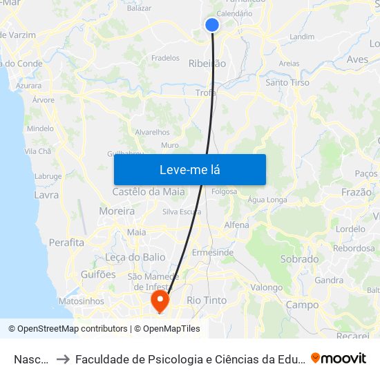 Nasce Água to Faculdade de Psicologia e Ciências da Educação da Universidade do Porto map