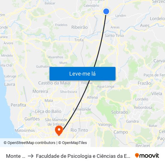 Monte da Pena to Faculdade de Psicologia e Ciências da Educação da Universidade do Porto map