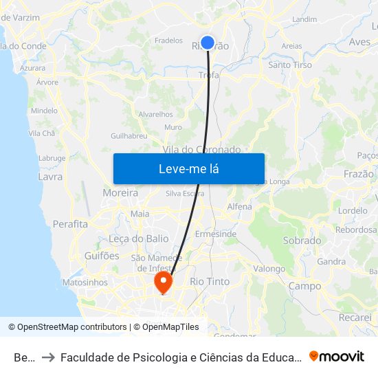 Beleco to Faculdade de Psicologia e Ciências da Educação da Universidade do Porto map