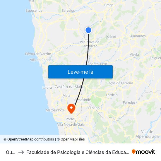 Outeiro to Faculdade de Psicologia e Ciências da Educação da Universidade do Porto map