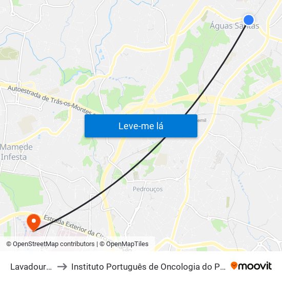 Lavadouros to Instituto Português de Oncologia do Porto map