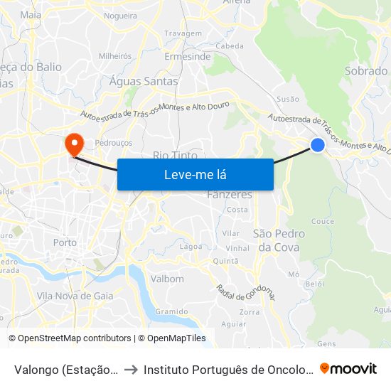 Valongo (Estação) | Presa to Instituto Português de Oncologia do Porto map