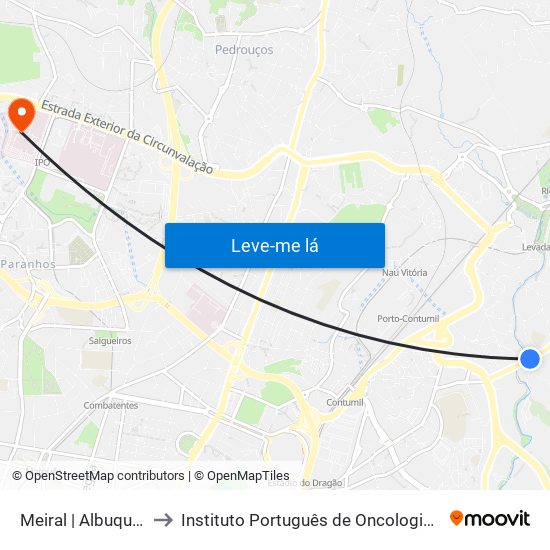 Meiral | Albuquerque to Instituto Português de Oncologia do Porto map