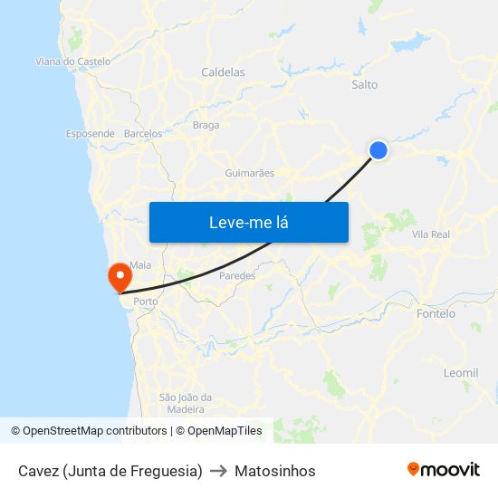 Cavez (Junta de Freguesia) to Matosinhos map