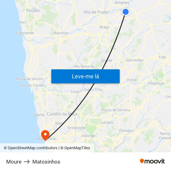 Moure to Matosinhos map