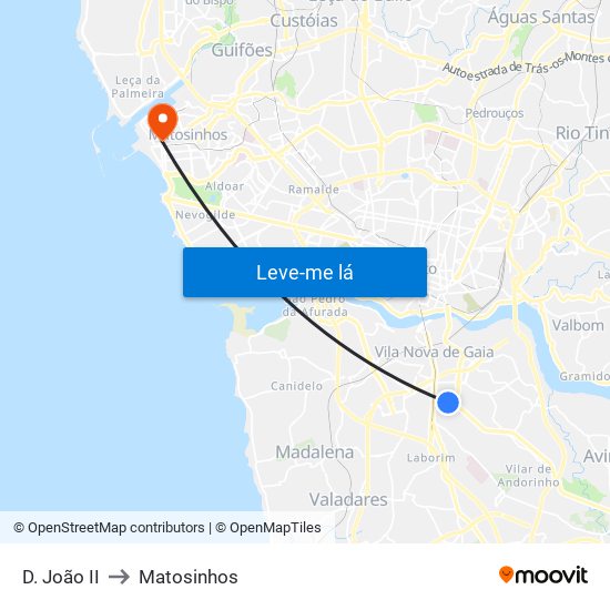 D. João II to Matosinhos map