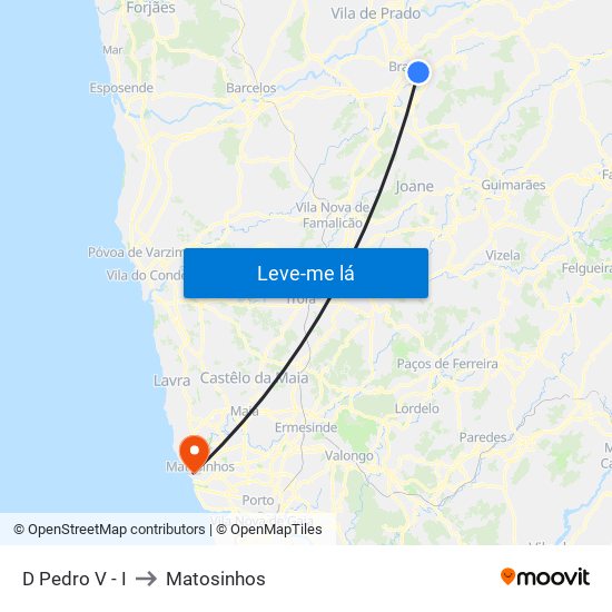 D Pedro V - I to Matosinhos map